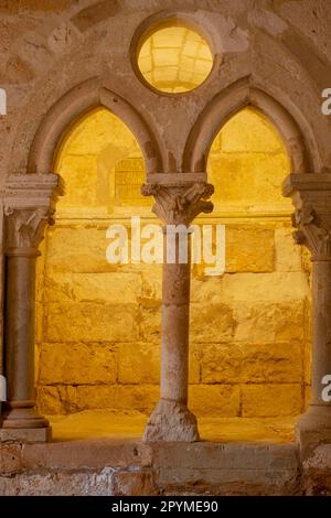 Lucillo funerario de don Pedro Manrique, II señor de Molina, monasterio de Santa María la Real de Huerta, construido entre los siglos XII y XVI, San Stockfoto