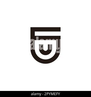 Buchstabe U in 6, geometrisches Schildsymbol einfacher Logovektor Stock Vektor