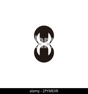 Buchstabe H und Nummer 8 geometrisches Augensymbol einfacher Logo-Vektor Stock Vektor