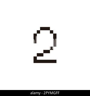 Zahl 2 Pixel einfaches geometrisches Symbol Logovektor Stock Vektor