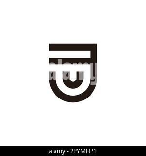 Buchstabe U in Nummer 3 geometrisches Schildsymbol einfacher Logo-Vektor Stock Vektor