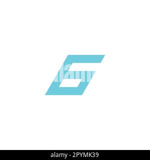 Nummer 6: Blaues, modernes geometrisches Symbol einfacher Logo-Vektor Stock Vektor