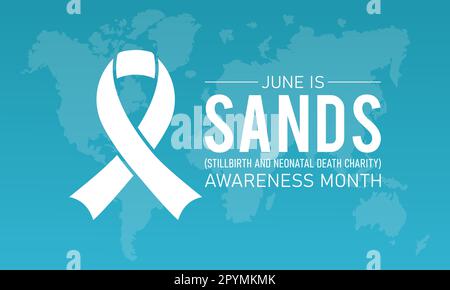 SANDS (Totgeburt und neonataler Tod) Aufklärungsmonat wird jedes Jahr im juni beobachtet. Juni ist SANDS Awareness Month. Vektorvorlage für banne Stock Vektor