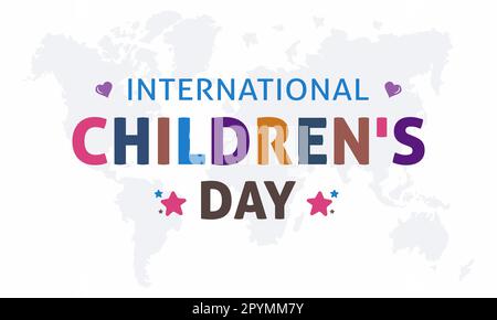 Internationaler Kindertag. Vektorabbildung eines Hintergrundposters zum glücklichen Kindertag mit einer Vektorabbildung für glückliche Kinder. Stock Vektor