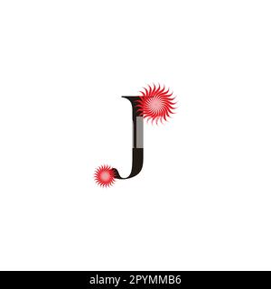 Buchstabe J Blumen geometrisches Symbol einfacher Logo-Vektor Stock Vektor