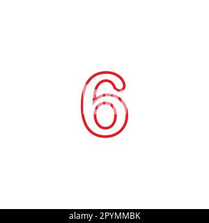 Nummer 6 lineares 6-Symbol einfacher Logovektor Stock Vektor