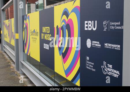 Eurovision „23 Signage in Liverpool Stockfoto