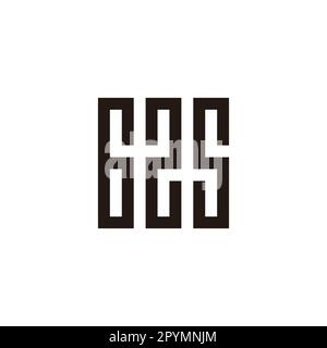 Buchstaben 6, 2 und 5 quadratisch, Rechtecke geometrisches Symbol einfacher Logovektor Stock Vektor