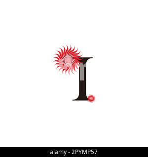 Buchstabe I Blumen geometrisches Symbol einfacher Logo-Vektor Stock Vektor