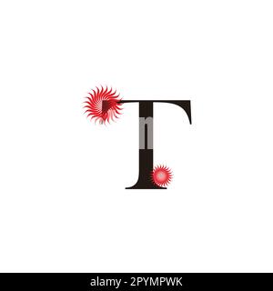 Buchstabe T Blume geometrisches Symbol einfacher Logo-Vektor Stock Vektor