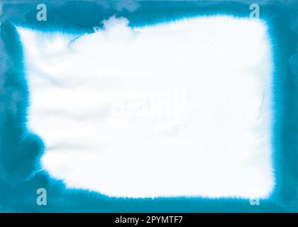 Abstrakter grunge Blue Aquarell abstrakter Hintergrund. Aquarell auf Papier gemalt, das einen Rahmen simuliert. Handgezeichnete Illustration Stock Vektor