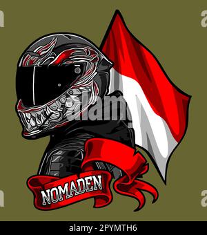 Biker und Flagge Stock Vektor