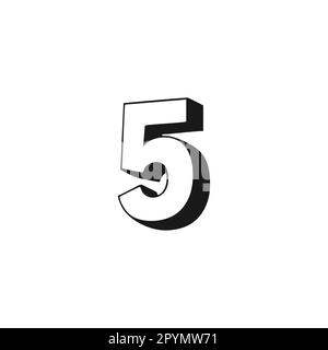 Nummer 5 3D Geometrisches Symbol einfacher Logo-Vektor Stock Vektor