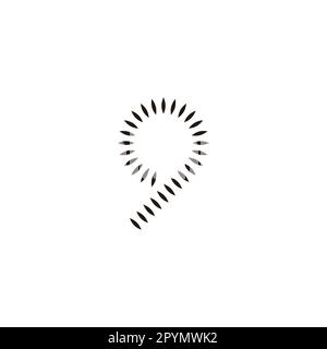 Nummer 9 hinterlässt einen einfachen Logo-Vektor für das geometrische Symbol Stock Vektor