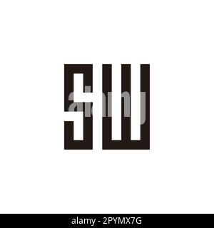 Buchstabe SW quadratisches geometrisches Symbol einfacher Logo-Vektor Stock Vektor
