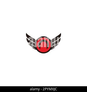 Buchstabe n in Flügeln, kreisförmiges geometrisches Symbol einfacher Logo-Vektor Stock Vektor