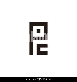 Buchstabe PC quadratisch, rechteckiges geometrisches Symbol einfacher Logovektor Stock Vektor