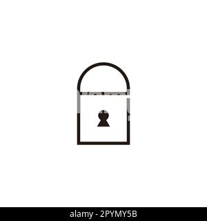 Vorhängeschloss mit Buchstabe e, geometrisches Liniensymbol einfacher Logovektor Stock Vektor