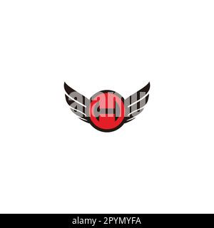 Buchstabe H in Flügeln, kreisförmiges geometrisches Symbol einfacher Logo-Vektor Stock Vektor