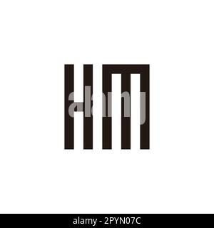 Buchstabe HM Quadrat, rechteckiger geometrischer Logovektor für einfache Symbole Stock Vektor