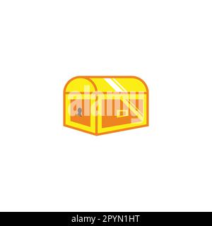 Schatztruhe, goldener geometrischer Logovektor Stock Vektor