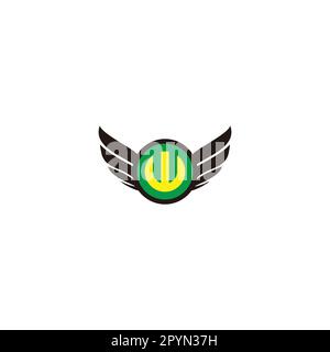 Buchstabe-W-Kreis, Flügel, geometrischer Logovektor für einfache Symbole Stock Vektor