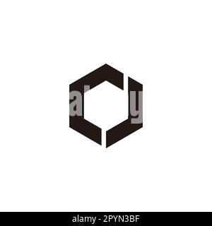 Schreiben OJ JO J sechseckiger Logovektor für einfache Symbole Stock Vektor