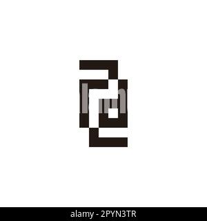 Buchstaben r und d, Zahl 2, quadratisches geometrisches Symbol einfacher Logovektor Stock Vektor