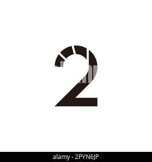 Nummer 2 gefalteter geometrischer Logovektor für einfache Symbole Stock Vektor