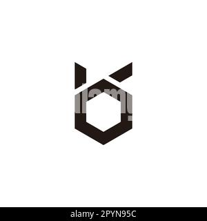 Buchstabe b Nummer 6, sechseckiger geometrischer Logovektor für einfache Symbole Stock Vektor