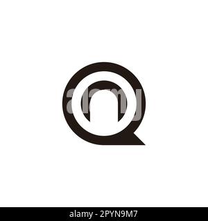 Buchstabe n in Q, kreisförmiges geometrisches Symbol einfacher Logo-Vektor Stock Vektor