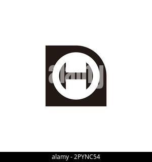 Buchstabe H in der Datei, kreisförmiges geometrisches Symbol einfacher Logovektor Stock Vektor