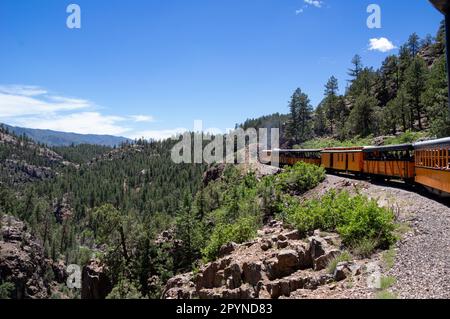 Fahrt mit dem Cascade Canyon Express, Durango, CO Stockfoto