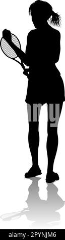 Tennis Silhouette Sport Spieler Frau Stock Vektor