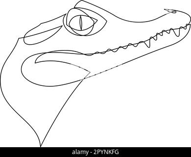 Eine durchgehende Strichzeichnung mit Kopf, wildem Kaimankrokodil für die Identität des Firmenlogos. Gruseliges Tieralligatorkonzept für eine Ikone des Nationalparks. Moderne Sünde Stock Vektor