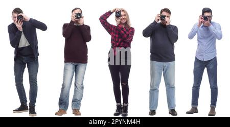 Viele Paparazzi-Fotografen der Double Twelve Group mit Kameras Stockfoto