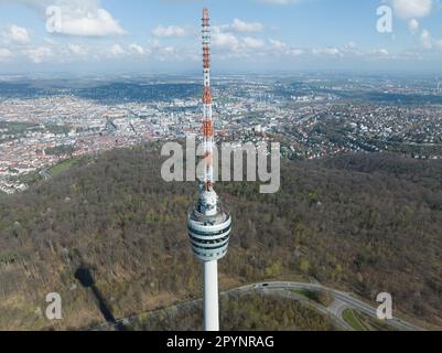 Stuttgart, Stuttgarter Skyline, Luftaufnahme des fernsehturms, Panorama in Deutschland. Stockfoto