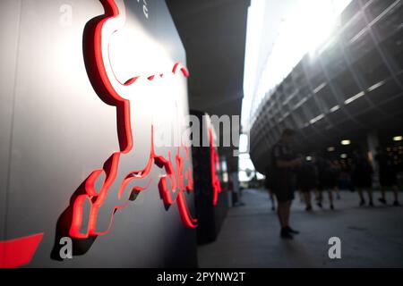 Miami, USA. 04. Mai 2023. Red Bull-Logo. 04.05.2023. Formel-1-Weltmeisterschaft, Rd 5, Miami Grand Prix, Miami, Florida, USA, Vorbereitungstag. Das Foto sollte wie folgt lauten: XPB/Press Association Images. Kredit: XPB Images Ltd/Alamy Live News Stockfoto