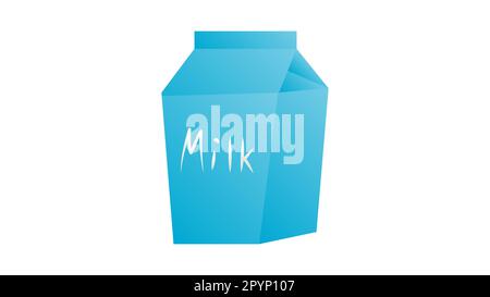 Schachtel mit Milch auf weißem Hintergrund, Vektorabbildung. Eine große blaue Pappschachtel mit einem Getränk. Natürliches Getränk, Kaffeezusatz. Gesundes Essen, Baby Stock Vektor