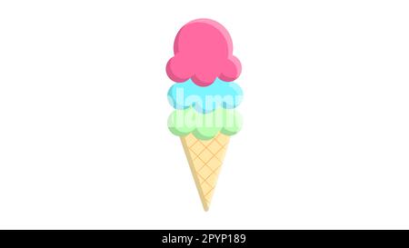 Eis im hellen Cartoon-Stil. Eiscreme-Vektor in schönen Farben isoliert auf weißem Hintergrund. Stock Vektor