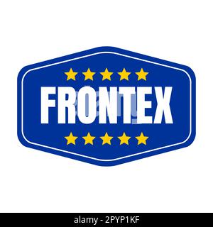 Frontex-Symbol mit europäischer Flagge Stockfoto