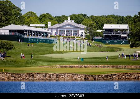 Charlotte, NC, USA. 4. Mai 2023. Insgesamt im Quail Hollow Clubhouse während der ersten Runde der Wells Fargo Championship 2023 im Quail Hollow Club in Charlotte, NC. (Scott Kinser/Cal Sport Media). Kredit: csm/Alamy Live News Stockfoto