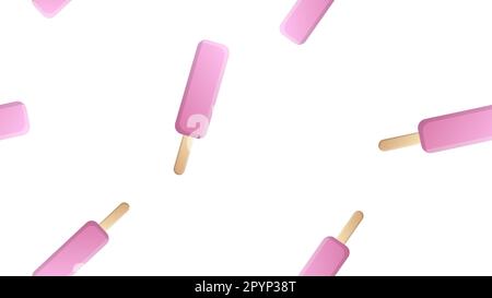 Süßes Eis, Milch, Eis am Stiel auf weißem Hintergrund, Vektorbild, Muster. Ein köstliches Dessert für Kinder und Erwachsene. Wand Stock Vektor