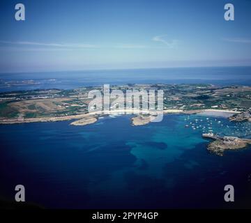 England. Scilly-Inseln. St. Mary's. Luftaufnahme. Stockfoto