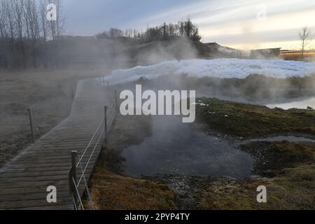 Secret Lagoon - Island Road Trip Stockfoto