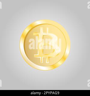 Wunderschönes goldenes, teures, glänzendes Münzkryptowährung Bitcoin-Technologie Blockchain-Diagramm isoliert auf weißem Hintergrund. Stock Vektor