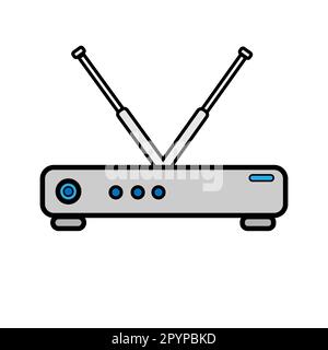 Vektordarstellung weißes flaches Symbol einfaches, modernes, digitales wi-Fi-Router-Modem für drahtloses Internet isoliert auf weißem Hintergrund. Konzept: Computergraben Stock Vektor