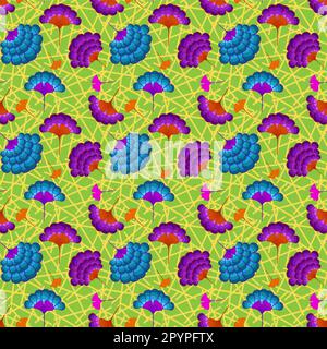 Nahtlose bunte Blumenmotive, afrikanisches Wachsmuster, handgefertigte Afro-ethnische Ornamente für Ihr Design, geometrische Tribal-Elemente. Vektortextur, Stock Vektor