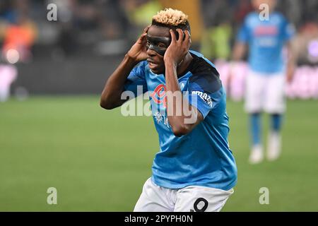 Udine, Italien. 04. Mai 2023. Victor Osimhen von SSC Napoli während des Fußballspiels der Serie A zwischen Udinese Calcio und SSC Napoli im Friuli-Stadion in Udine (Italien), 4. Mai 2023. Kredit: Insidefoto di andrea staccioli/Alamy Live News Stockfoto