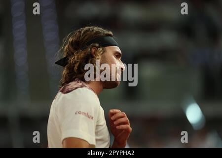 Madrid, Espagne. 04. Mai 2023. Jan Lennard Struff besiegte Stefanos Tsitsipas (GRE) bei den Mutua Madrid Open 2023, Masters 1000 Tennis Turnier am 4. Mai 2023 bei Caja Magica in Madrid, Spanien - Photo Antoine Couvercelle/DPPI Credit: DPPI Media/Alamy Live News Stockfoto